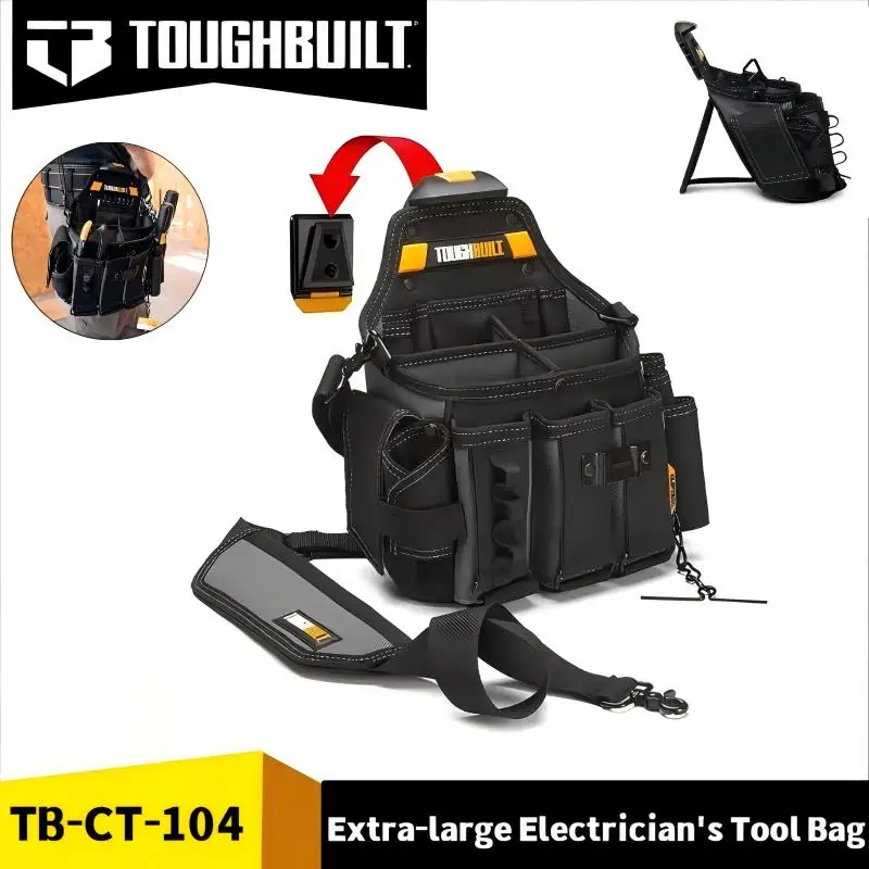 

TOUGHBUILT TB-CT-104 Сумка Master для электрика — с плечевым ремнем, поясной сумкой, органайзером, аксессуаром для инструментов