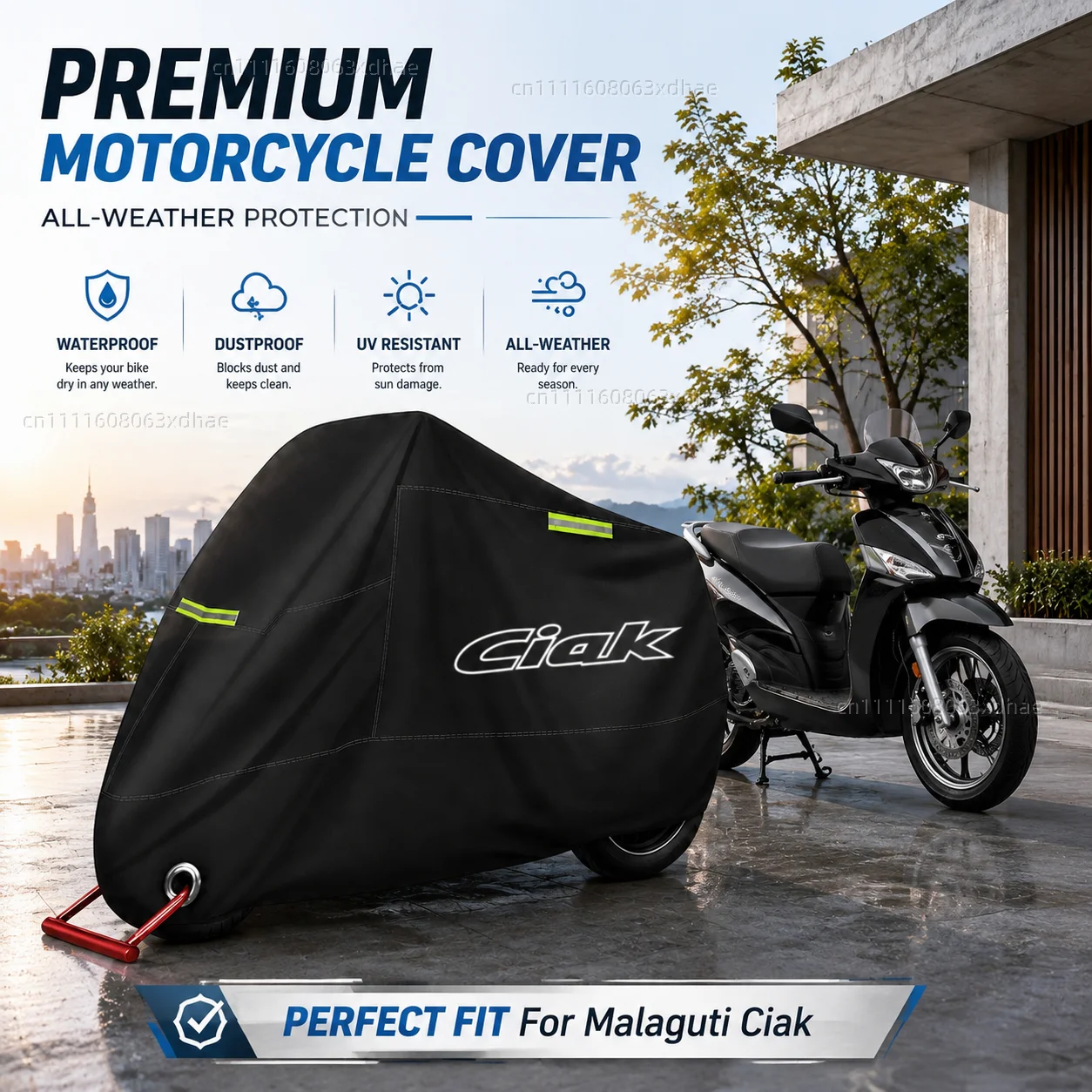 

Premium Motorcycle Cover All Weather Dust Rain UV Protection 190T Oxford Cloth For For Malaguti Ciak 1999-2006