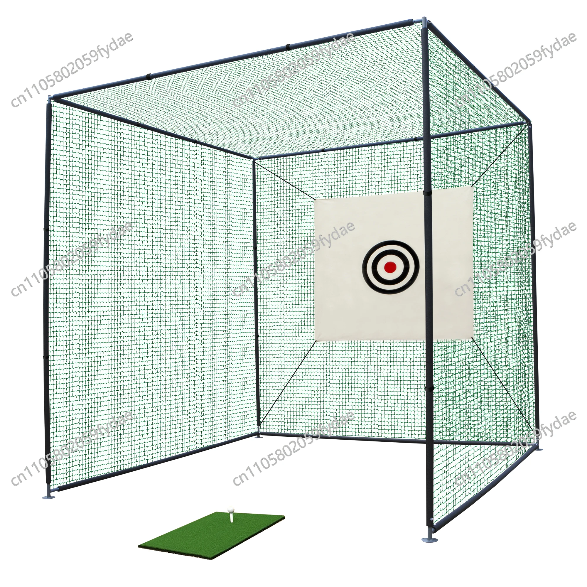

10X10X10FT Golf Practice Net Cage w/ Metal Frame Hitting Net Kit Indoor Outdoor