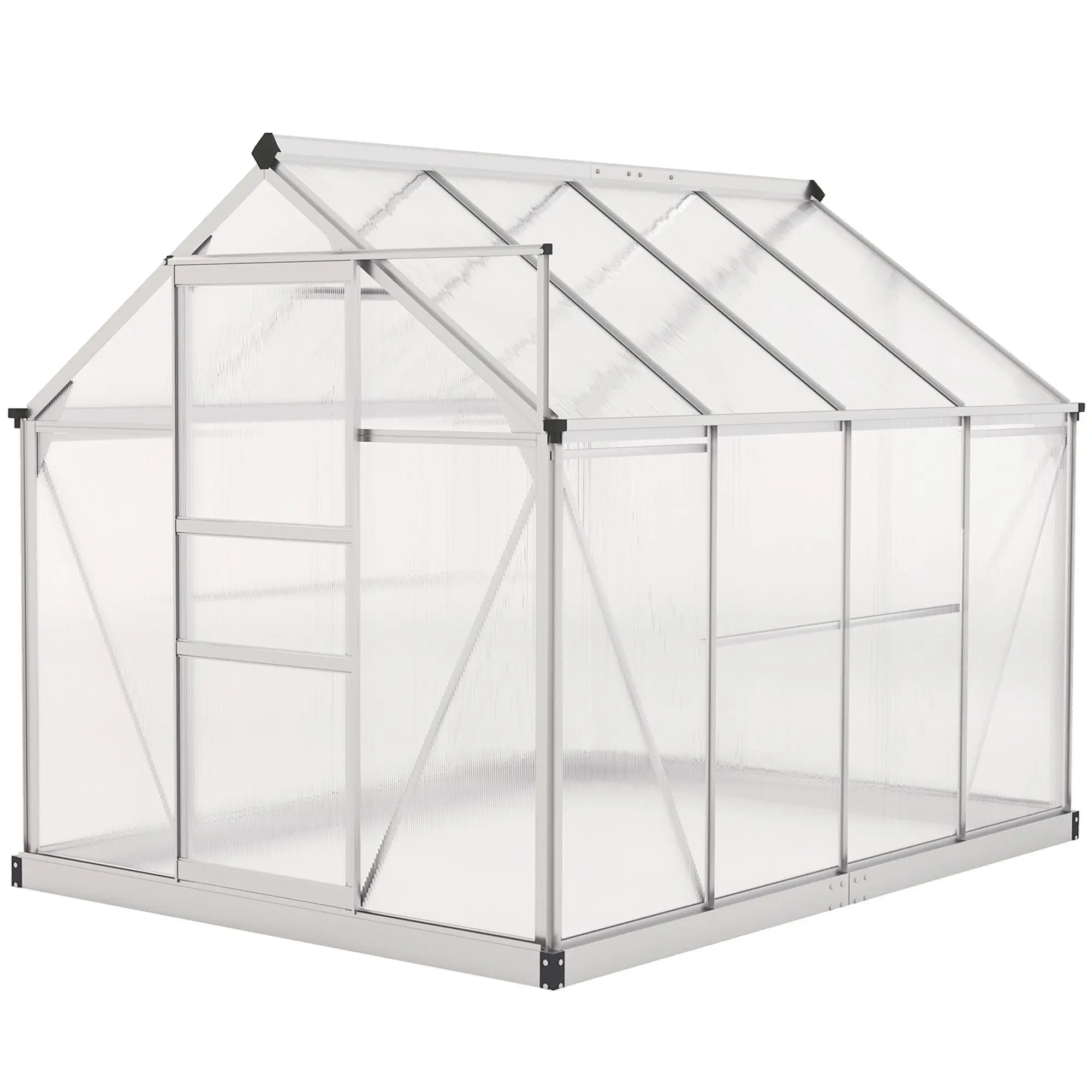 

For 6' x 8' x 6.6' Polycarbonate Greenhouse, Walk-In Green House Kit Garden, Plants Grow, Galvanized Sheet Aluminum Frame with R