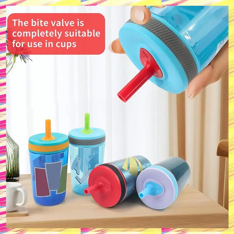 ABJJ Replacement Straws And Bite Valve For Zak Designs Kelso 15 Oz Water Bottle, Reusable Straws Cup Replacement Straws