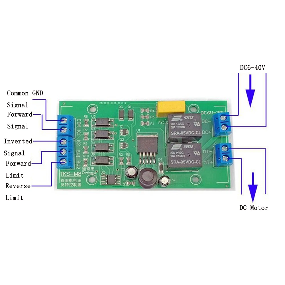 TKS-M8 Low Level DC Motor Forward and Reverse Controller Effective Standard Self-locking Module