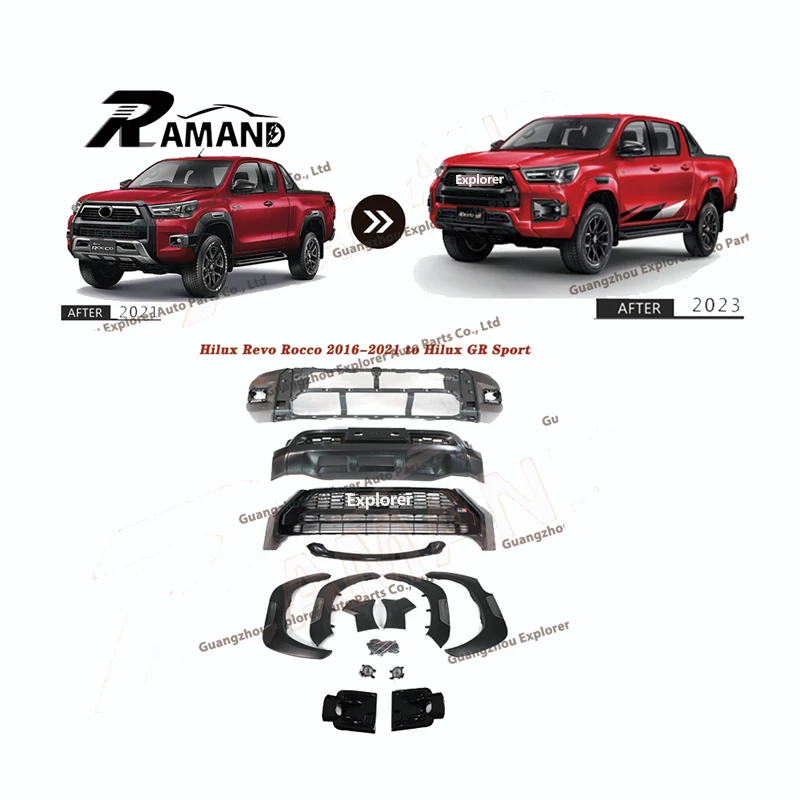 Ramand Hilux Revo Rocco 2021 Convert to Rocco 2023 GR Sport Facelift Body Kit for Rear Bumper