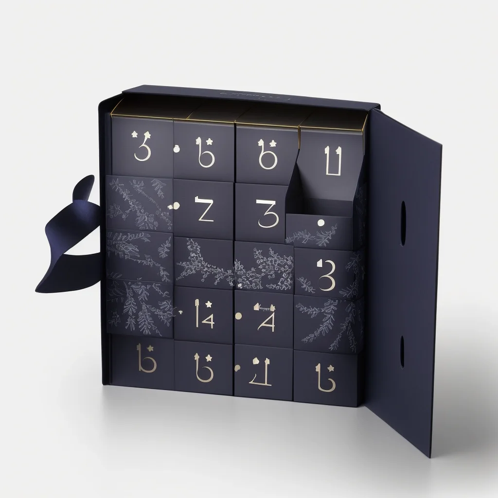Customization.Advent Calendar Box Luxury Custom Rigid Cardboard Christmas Countdown Empty 12 Days Advent Calendar Box