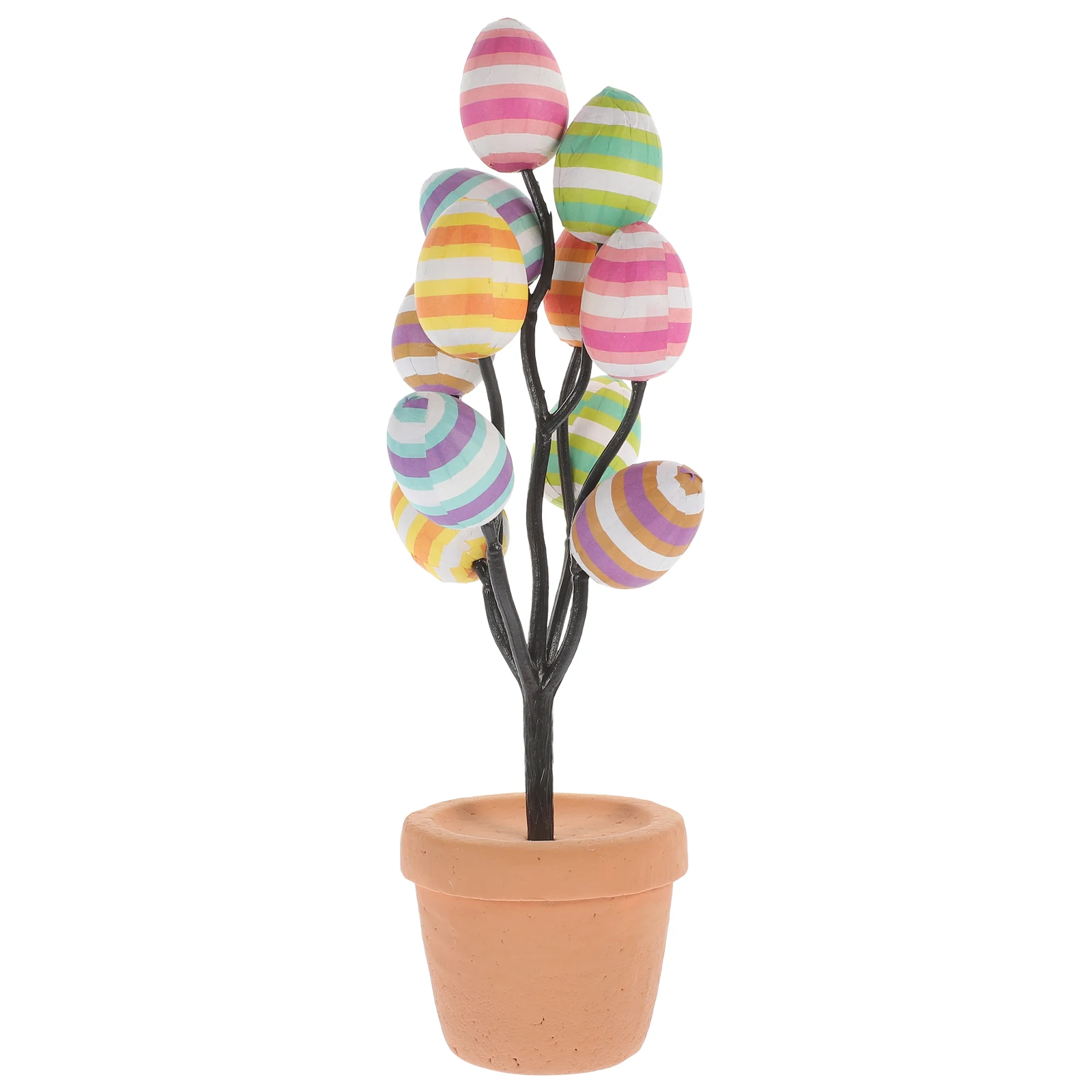 

Easter Egg Bonsai Statue Desktop Decor 26 StripesPlants Table Centerpiece Foam Jumbo Tree PartyDecoration Shelf Ornament Easter