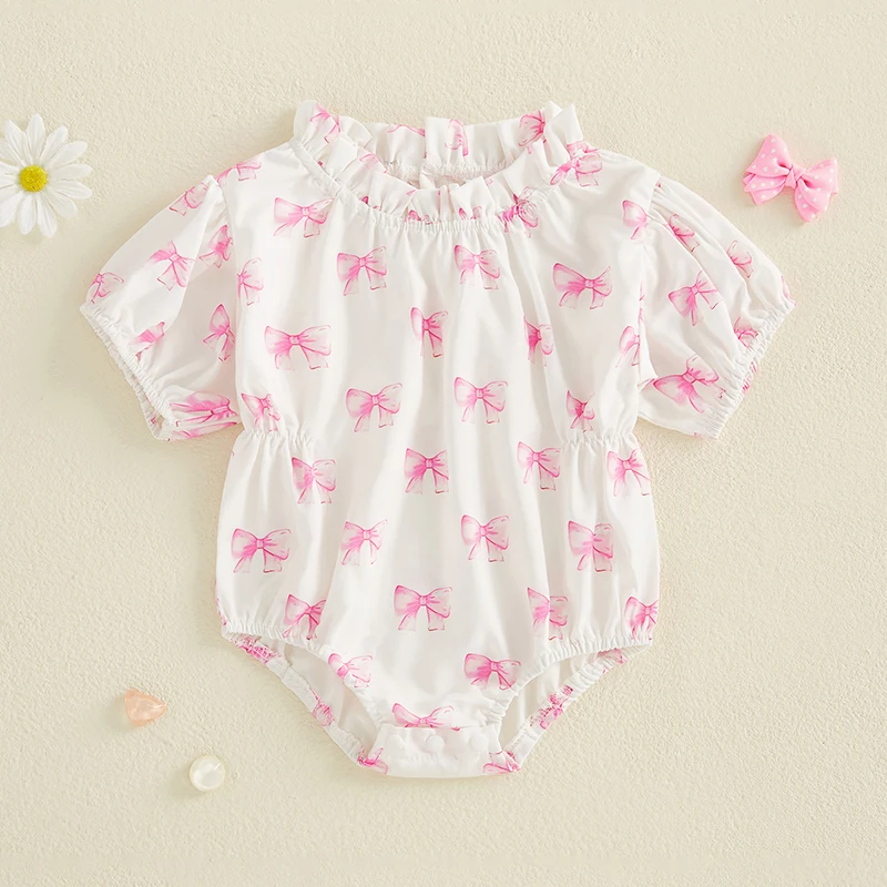 Adorable Infant Girls Sleeveless Floral Print Romper with Ruffle Detail - Stylish Summer Jumpsuit for Baby Girls