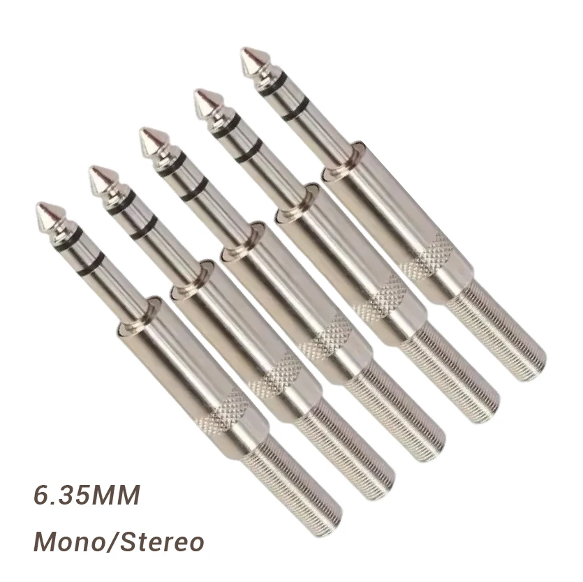 2 3 Pole Plug Jack 6.35mm TRS Stereo TS Mono Microphone Guitar Line Instrument Audio Connector