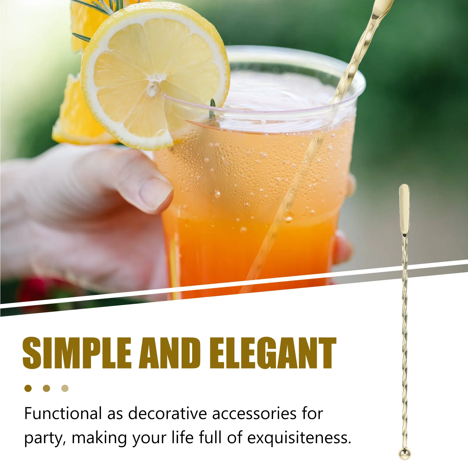 

3 Pcs Stainless Steel Threaded Bartender Stirrers Golden Reusable Sticks for Cocktail Coffee Juice Milk Tea Bar Tools Kitchen