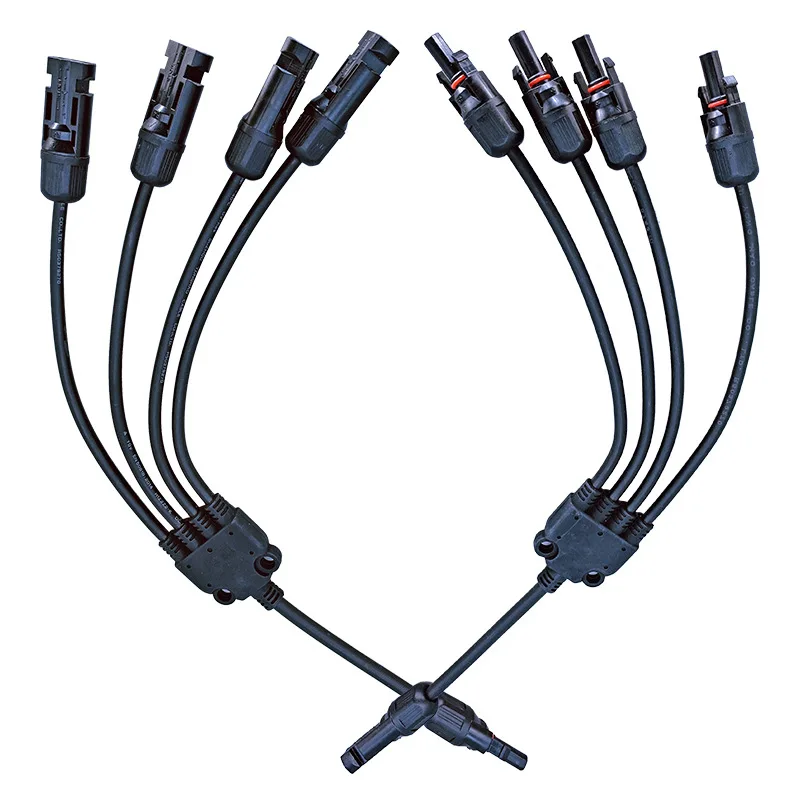 1pair 4Y Solar Style Y Branch Adapter Connectors 1 to 4 Male and Female Panel Cable Photovoltaic Connector Adapter Dropshipping
