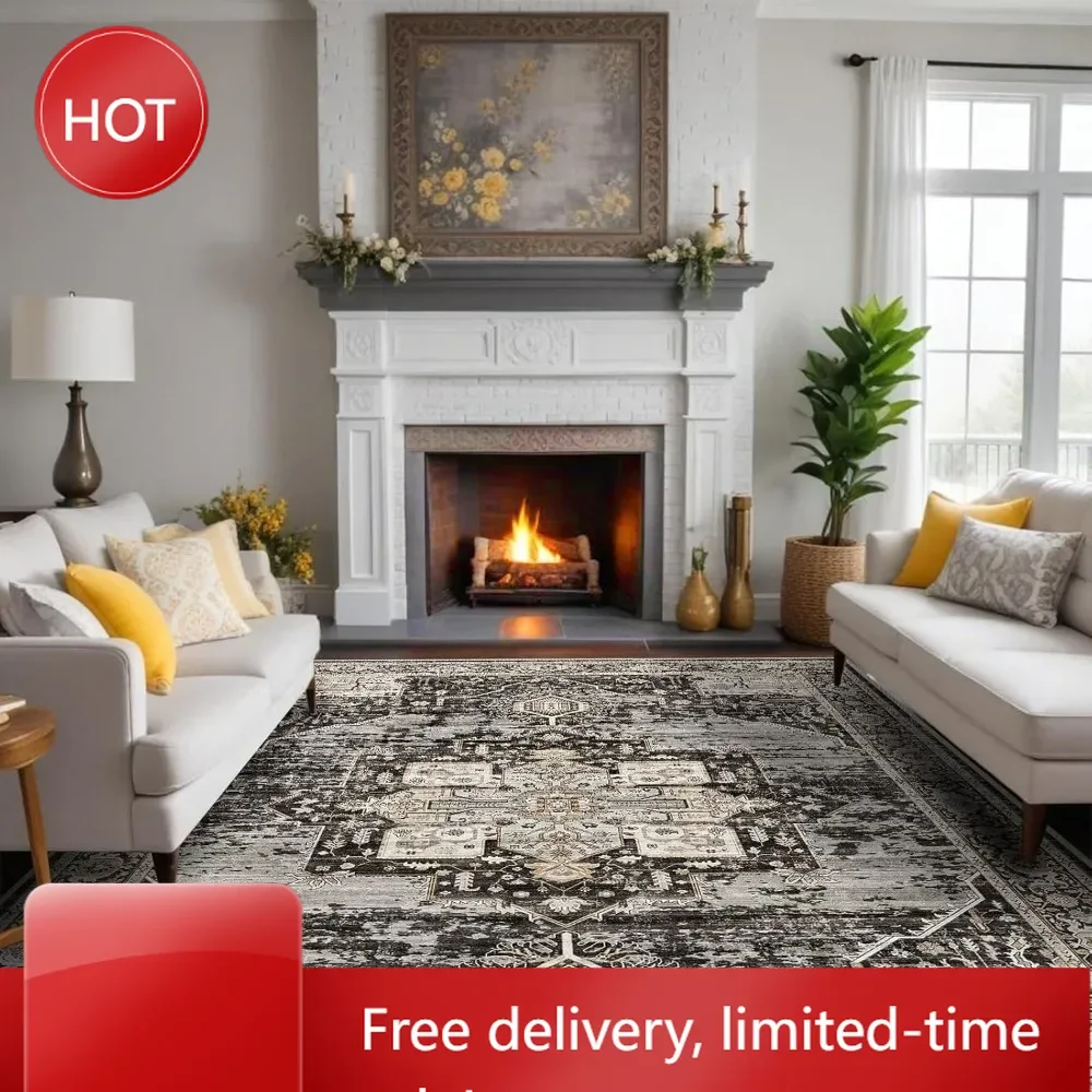 

Hot salesCustomizable Washable 9x12 Area Rugs - Large Rugs for Living Room Stain Resistant Carpet Vintage Rugs for Bedroom with