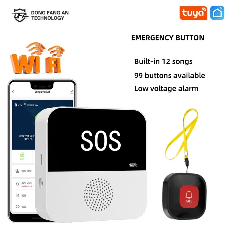 DFA Home WiFi Elderly Caregiver Pager Smart Panic Call Button Ring Emergency SOS Medical Alert System for Seniors Patients At