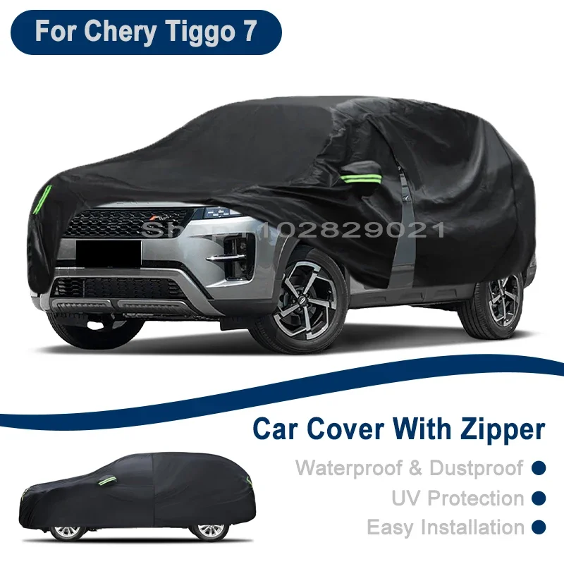

Outdoor Full Vehicle Cover For Chery Tiggo 7 - Side Zipper Design, Waterproof Dustproof Sun Protection Car Cover
