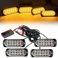 Luz estroboscópica de advertencia LED 4 en 1, ámbar, rojo, azul, 12V, 24V, rejilla delantera para camión y coche, lámparas de señal de Flash de emergencia, estroboscopio automático