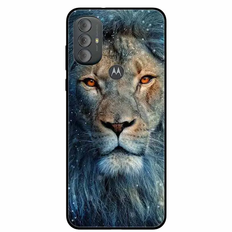 Etui ochronne Silicone Soft Wolf Lion Cool Black Bumper Capa dla Motorola G Play 2023 Pokrowiec na telefon TPU 6.5