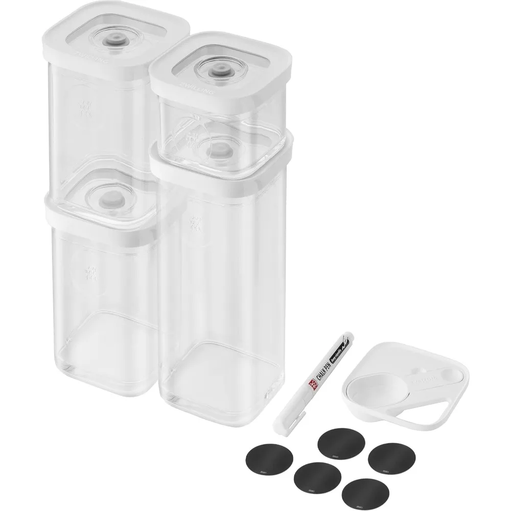 

6-Piece Airtight Food Storage Container Set with Vacuum Pump, Clear Plastic, Stackable Design