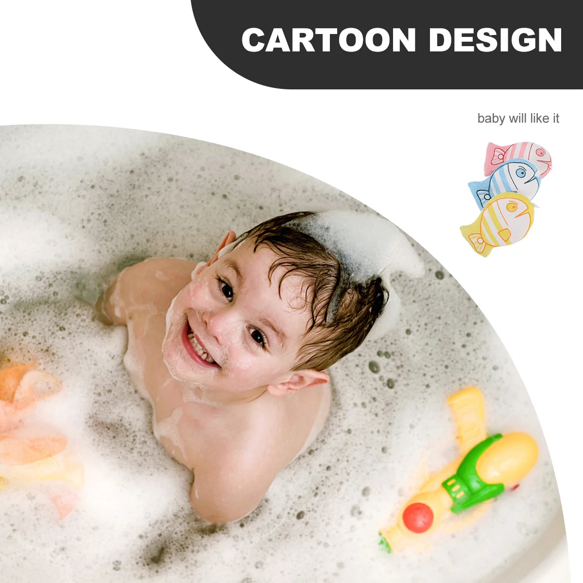 

3Pcs Baby Bath Sponge Cartoon Design Soft Comfortable Towel Safe for Delicate Skin Infant Bathing Gloves Hanging