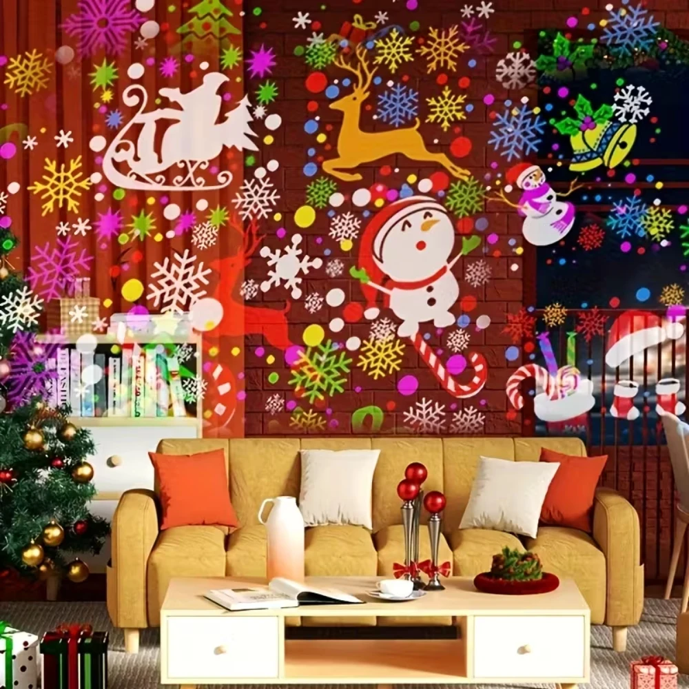 16 نمط عيد الميلاد العارض USB LED الإضاءة سانتا كلوز ضوء الإسقاط للعام الجديد 2026 حفلة ديكور داخلي الجنية مصباح