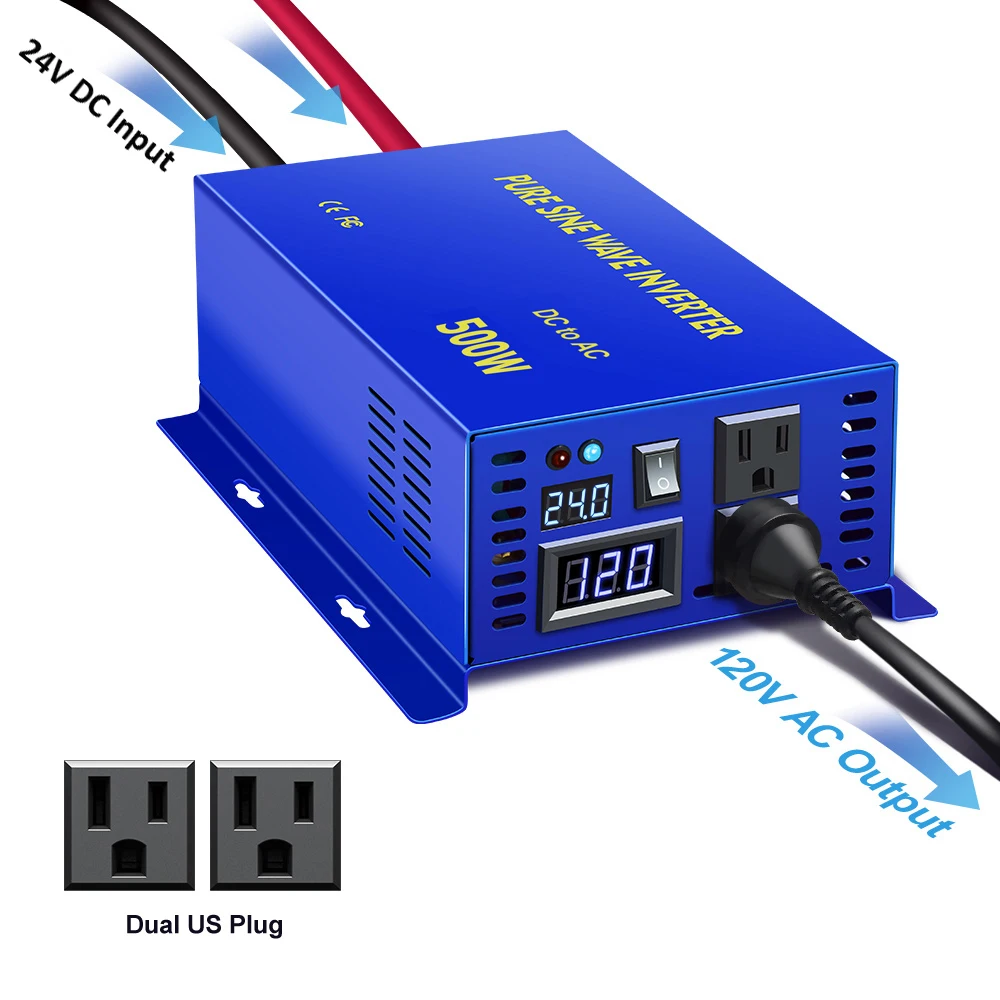 Pure Sine Wave 500W 12V 220V Power Inverter 24V 48V 36V 72V DC to 100V 110V 120V 230V 240V AC Off Grid  Car RV Power Converter