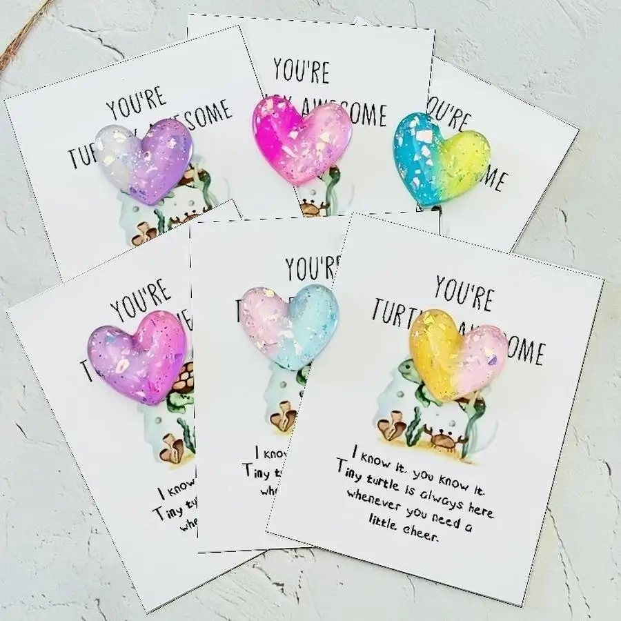 1/5/10/20/50/100pcs  Acrylic Resin Cute Heart Dog Pocket Hugs, Mini Decorative Animal Encouragement Cards for Family, Friends, a