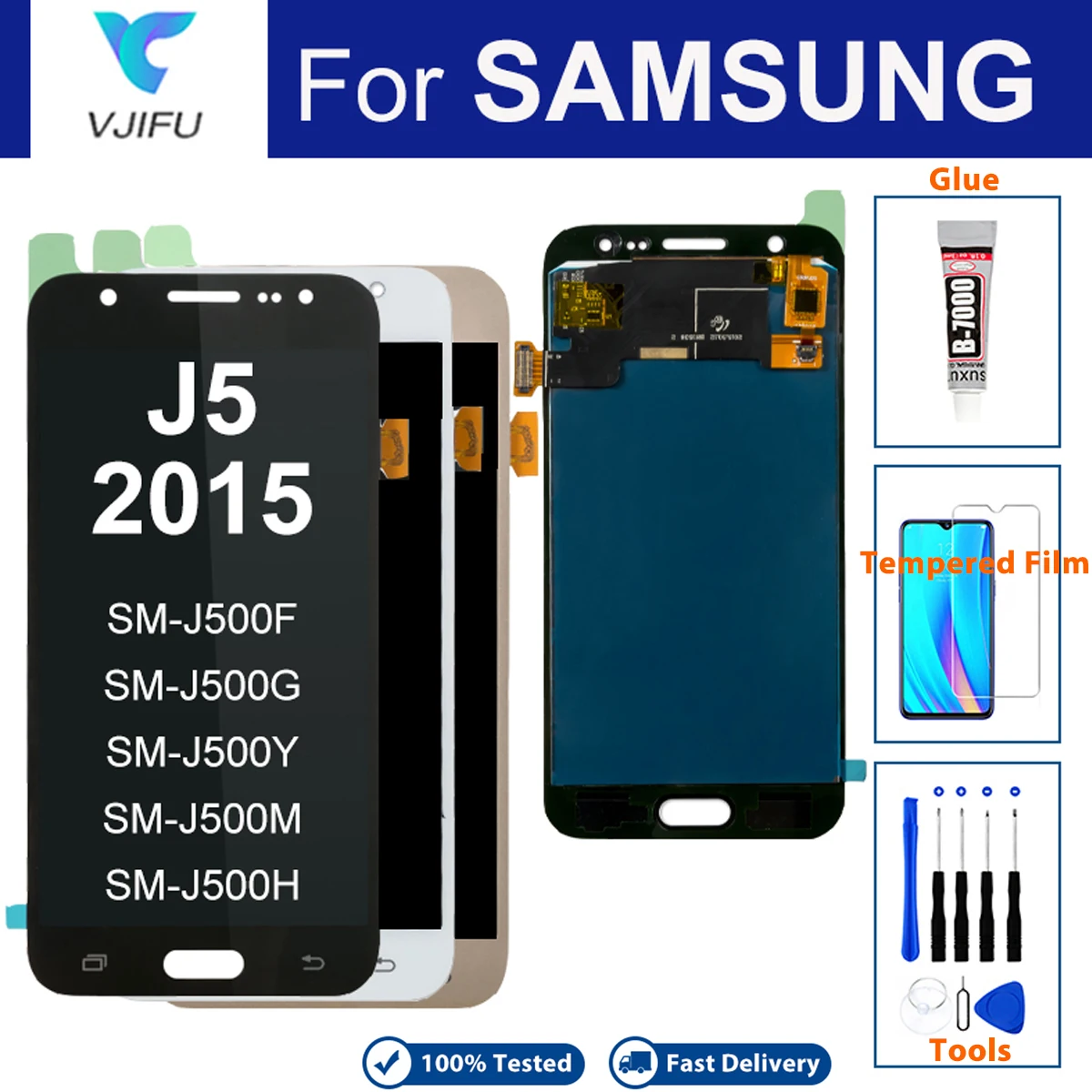 LCD For Samsung Galaxy J5 2015 J500 Display Touch Screen J500F J500FN J500M J500H Digitizer Assembly Replacement with Free Tools