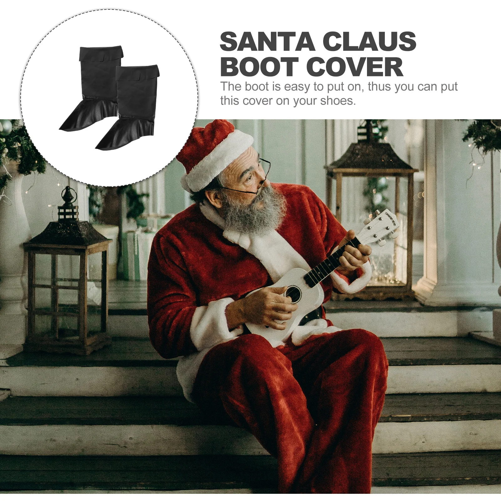 

1 пара чехлов для ботинок Санта-Клауса, легкая одежда, рождественский реквизит для косплея, товары для рождественской вечеринки, аксессуары для костюмов Санта-Клауса, рождественский костюм