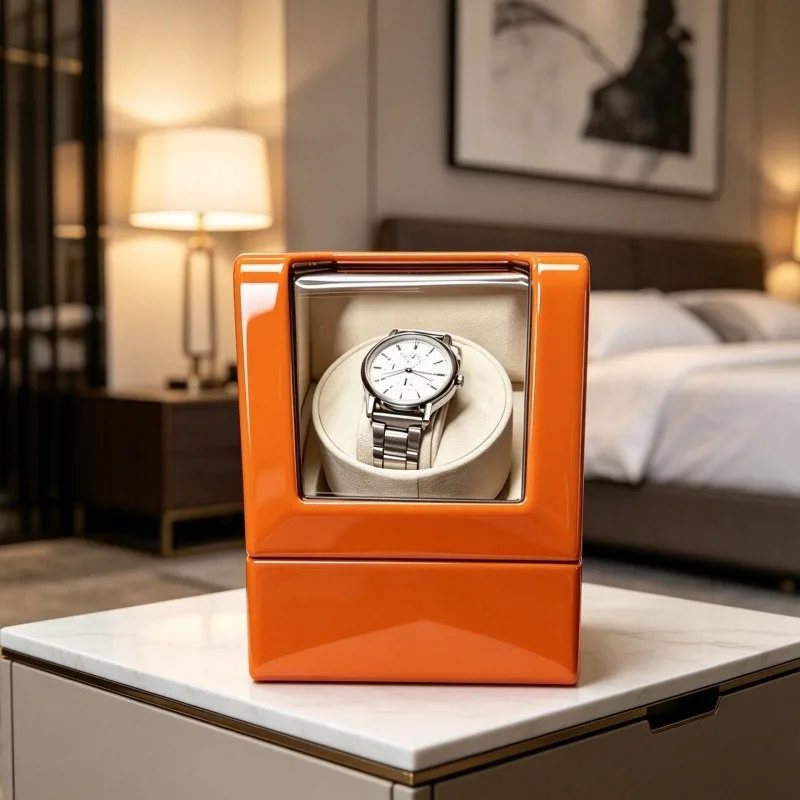 Automatic Watch Winders USB Power LED Light Wooden Watch Winder Mechanical Watches Box with Auto Winding Watchmaker Organizer