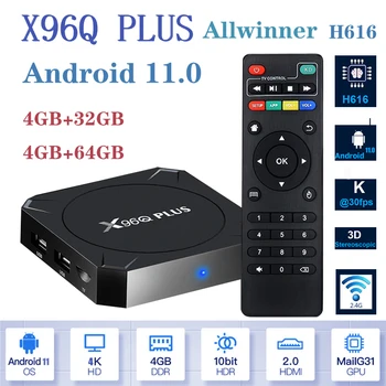2023 Smart TV Set-Top Box X96Q Plus Android TV Box 11.0 4/64GB AllWinner H616 4K TV Box X96Q Media Player