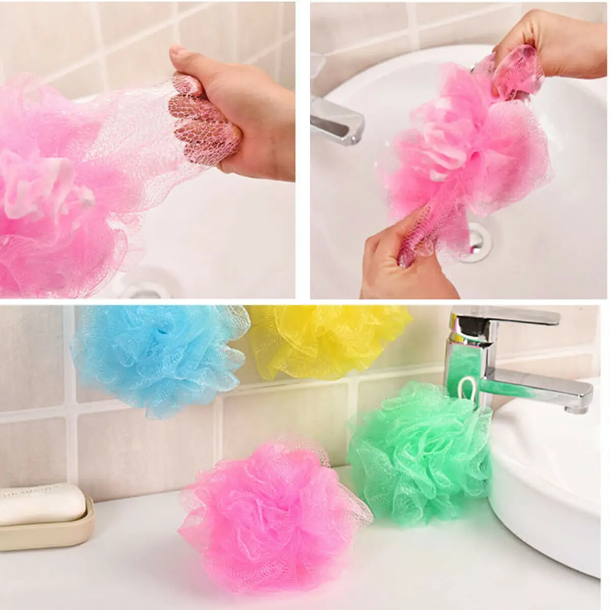 

1 Pcs Large Bath Balls PE Color Random Bath Flower Soft Scrubbing Bubble Net Body Exfoliating Brush Soft Cleaner