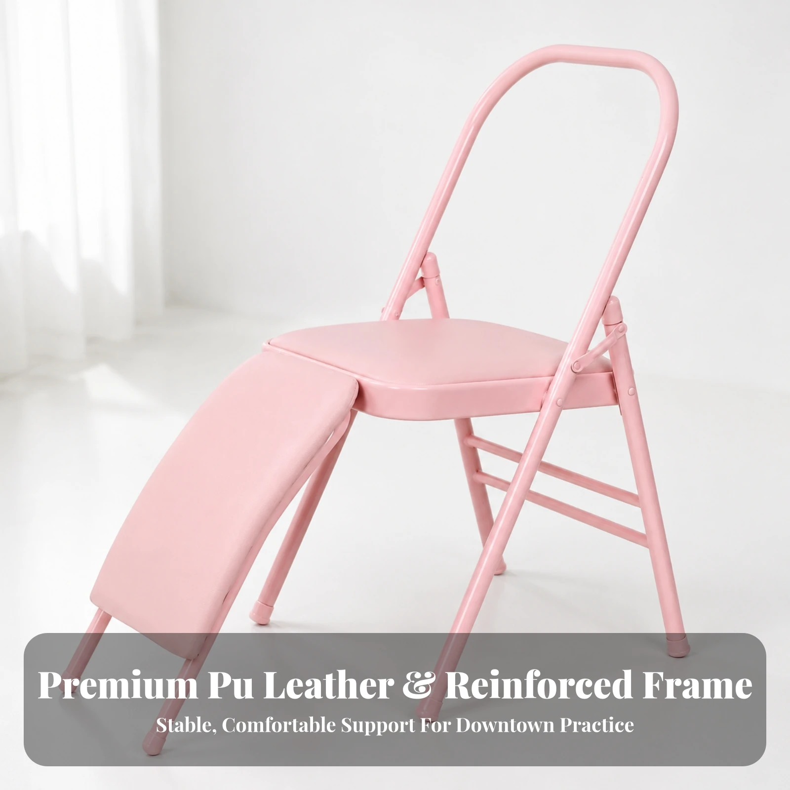 Folding Stretch Chair Heavy-Duty Stretch Chair with Front Support Panel Furniture Padded Multifunction for Yogis, Home Gym