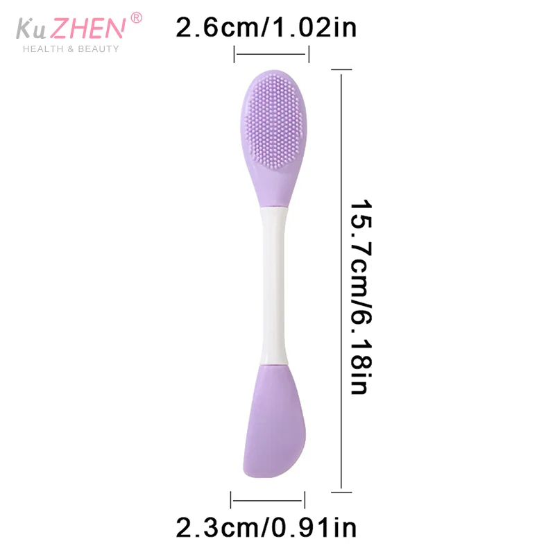 1PC Siliconen Dubbele Hoofd Gezichtsmasker Borstel Facial Exfoliëren Mee-eter Verwijderen Cleanser Brush Modder Film Spatel Gezichtsverzorging tool