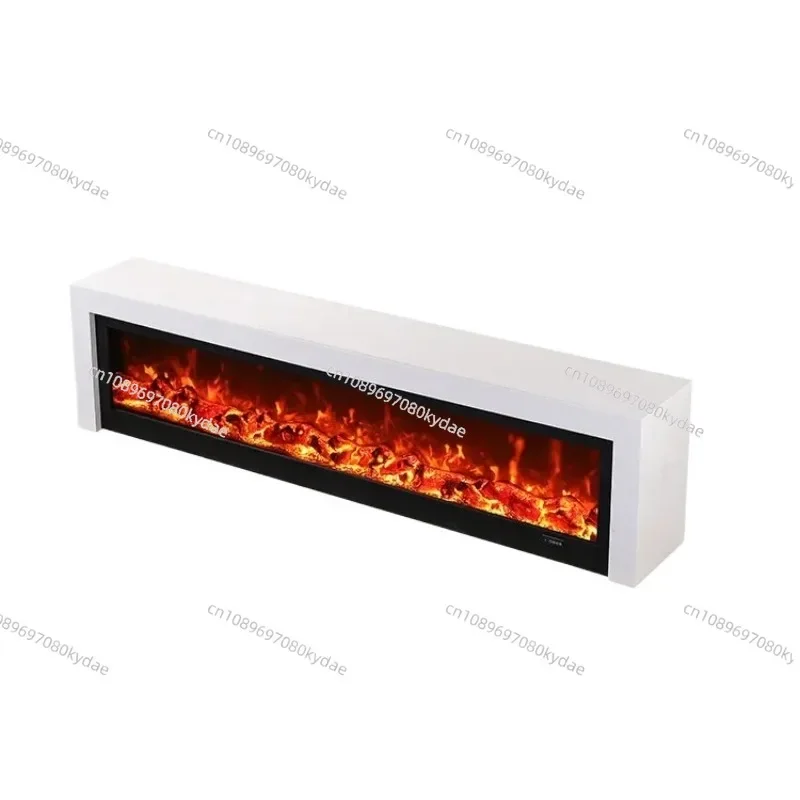 

Slate Fireplace TV Cabinet Minimalist Background Wall Solid Wood Floor Cabinet Simulation Flame False Fire Living Room Heating