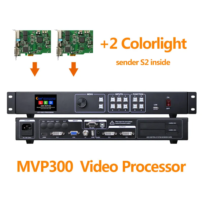 

2024 Full color USB play LED Video Processor MVP300 2 PCS Colorlight S2 Send Card for Outdoor indoor HD Led Wall Screen Display