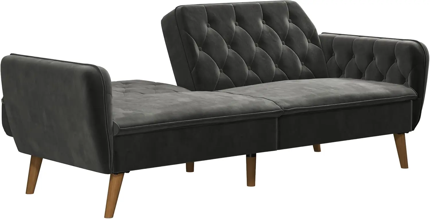 Memory Foam Futon, grauer Samt