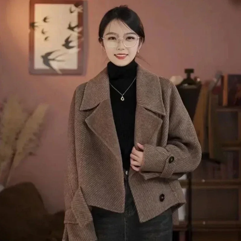 

New Autumn and Winter Wool Long Sleeve Korean Version Comfortable Loose Trend Fashion Short Workplace Suit Women's Jacket