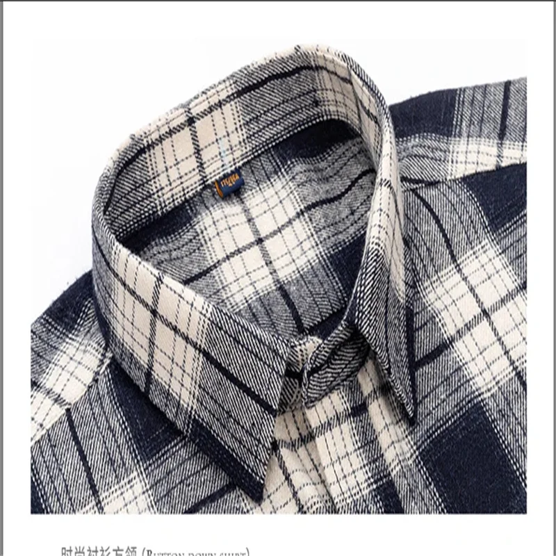 

2026 Men's Green Checkered Cotton Shirt Top Fashion Casual Shirt for Men, Trendy Plaid Button-Up Tee, Asian Sizes M-6XL