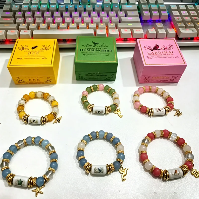 Limited Edition 2026 Bee Messenger of Joy Bracelet, Artificial Crystal Beaded Bangle, Peace and Blessings Jewelry Gift for Her
