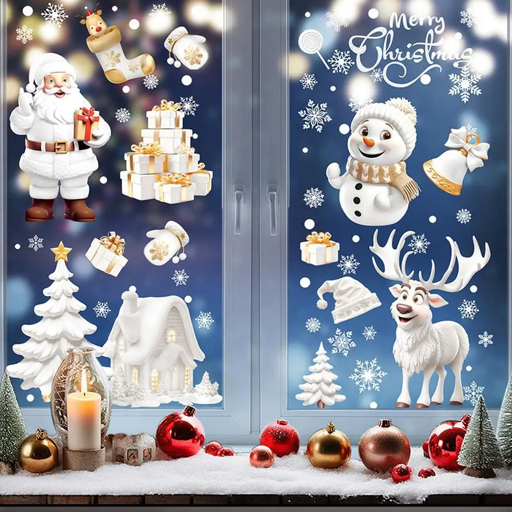 190PCS Christmas Window Clings For Glass Windows 9 Sheets Double-Sided Static Christmas Window Stickers Decorations Decals