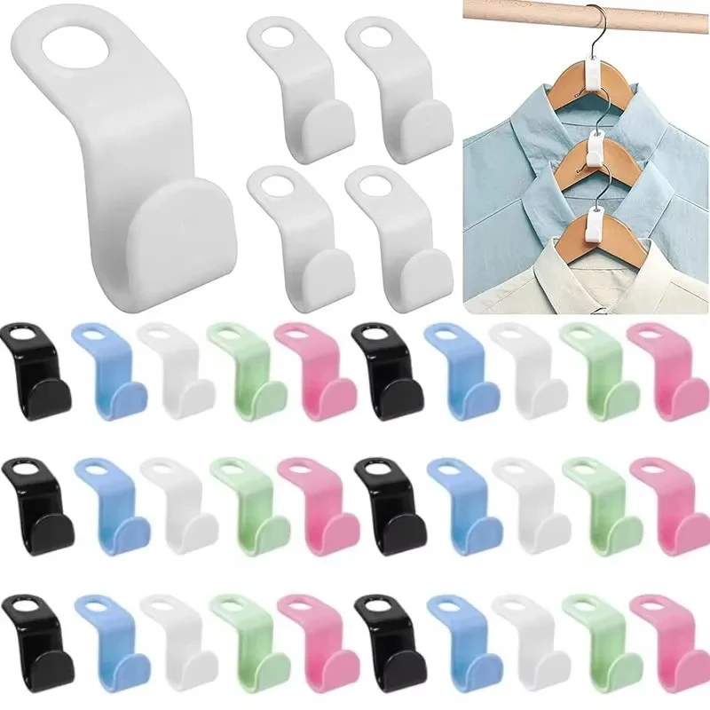 10/20/30 PCS Mini Clothes Hanger Connector Hooks Plastic Cascading Organizer Rack Space Saving for Closet