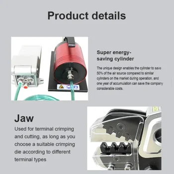 न्यूमेटिक इलेक्ट्रिक टर्मिनल क्रिम्पिंग मशीन, इंटरचेंजेबल डाइज़ के साथ, कनेक्टर लग फ़ेर्यूल के लिए प्रोफेशनल क्रिम्पिंग टूल किट 8 best sales लग क्रिम्पिंग उपकरण - №7