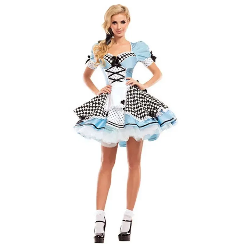 

Halloween Alice in Wonderland Sweet Lolita Maid Fantasy Costume Masquerade Party French Wench Erotic Cosplay Dress tt9]