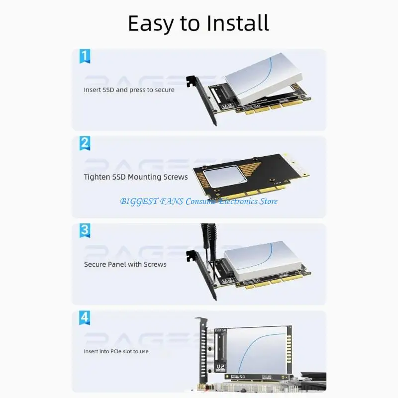 Heat Dissipation Designed PCIExpress 5.0 to U.2 SFF 8639Adapter Stable Operation