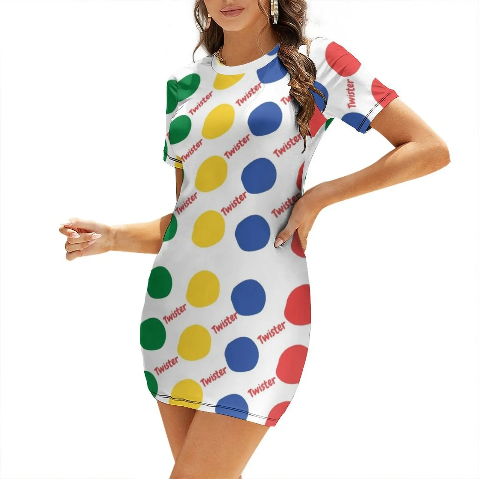 Vestido feminino Twister padrão manga curta, vestido solto de verão, festa à noite elegante, Celebridade de luxo, 2022