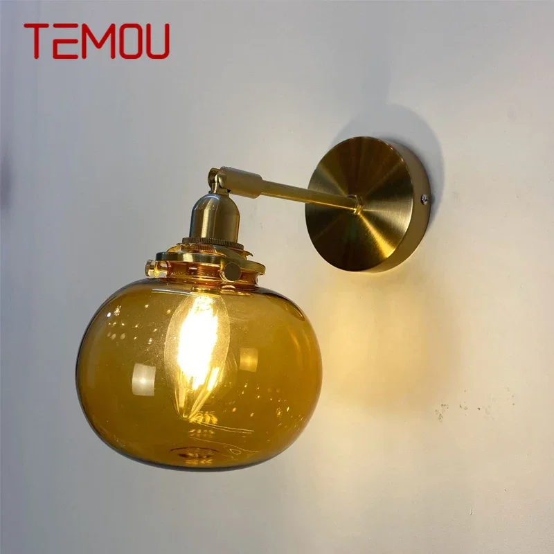 

TEMOU Nordic Brass Wall Lamp Indoor Living Room Bedroom Bedside Lamp Modern Hotel Corridor Hallway Wall Lamp