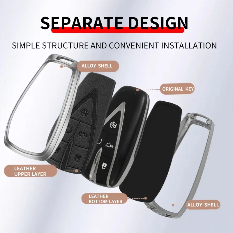 Zinc Alloy Car Key Case Cover Protector Shell Keychain Bag Accessories for Changan CS55 Plus CS75 Plus X7 X5 UNI-K UNI-Z Eado