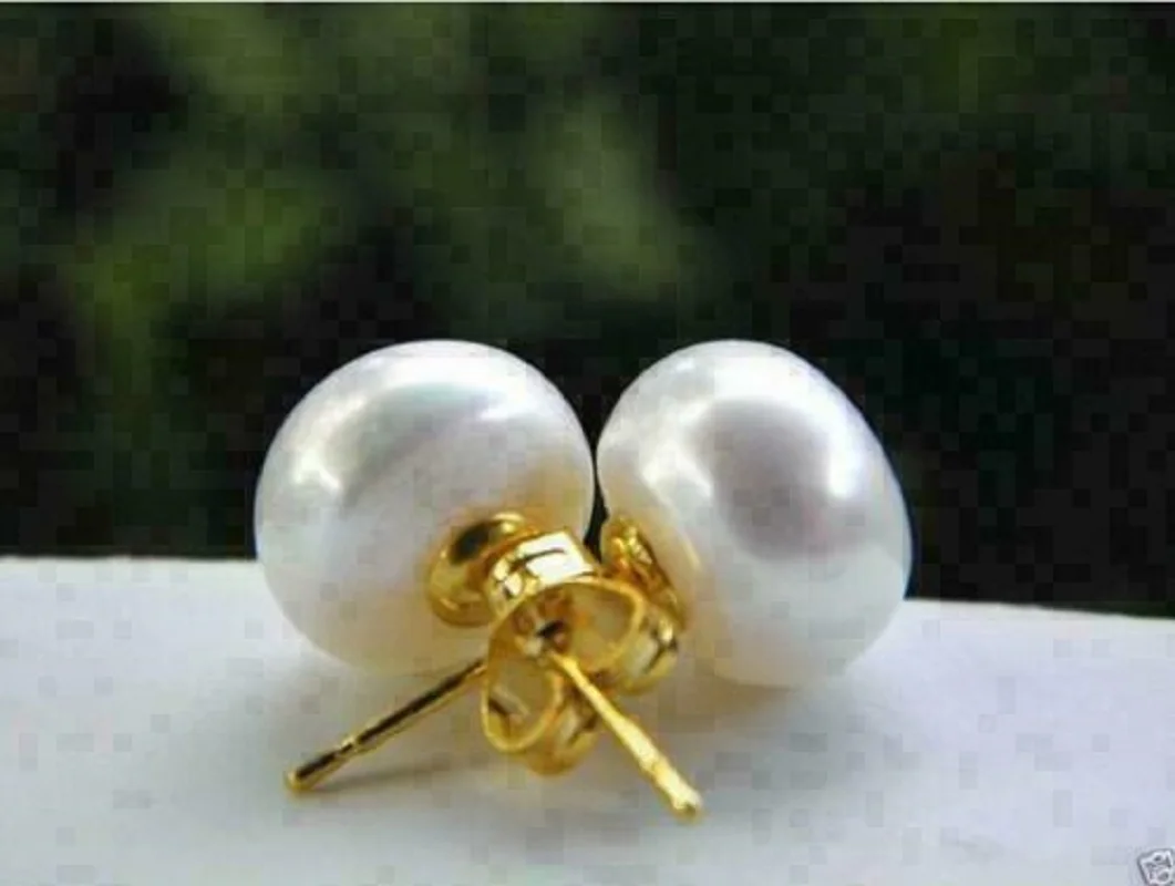 Limited Time Promotion Real AAAA Akoya 9-10mm White Earstuds Pearl Earrings 14k-