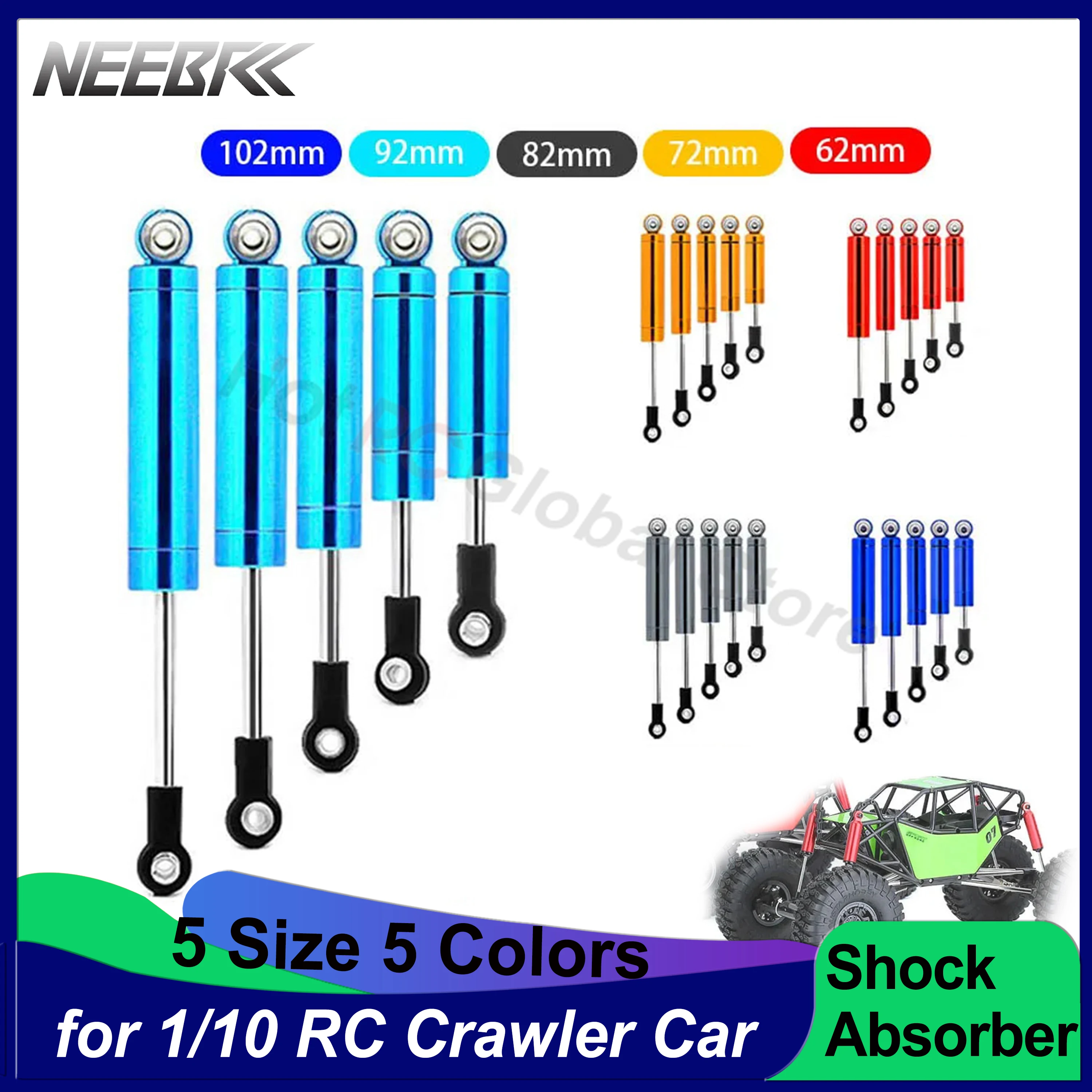 

RC Car Shock Absorber Built in Spring 62 72 82 92 102mm Damper for 1/10 RC Crawler Traxxas TRX-4 Axial Scx10 90046 MST WPL