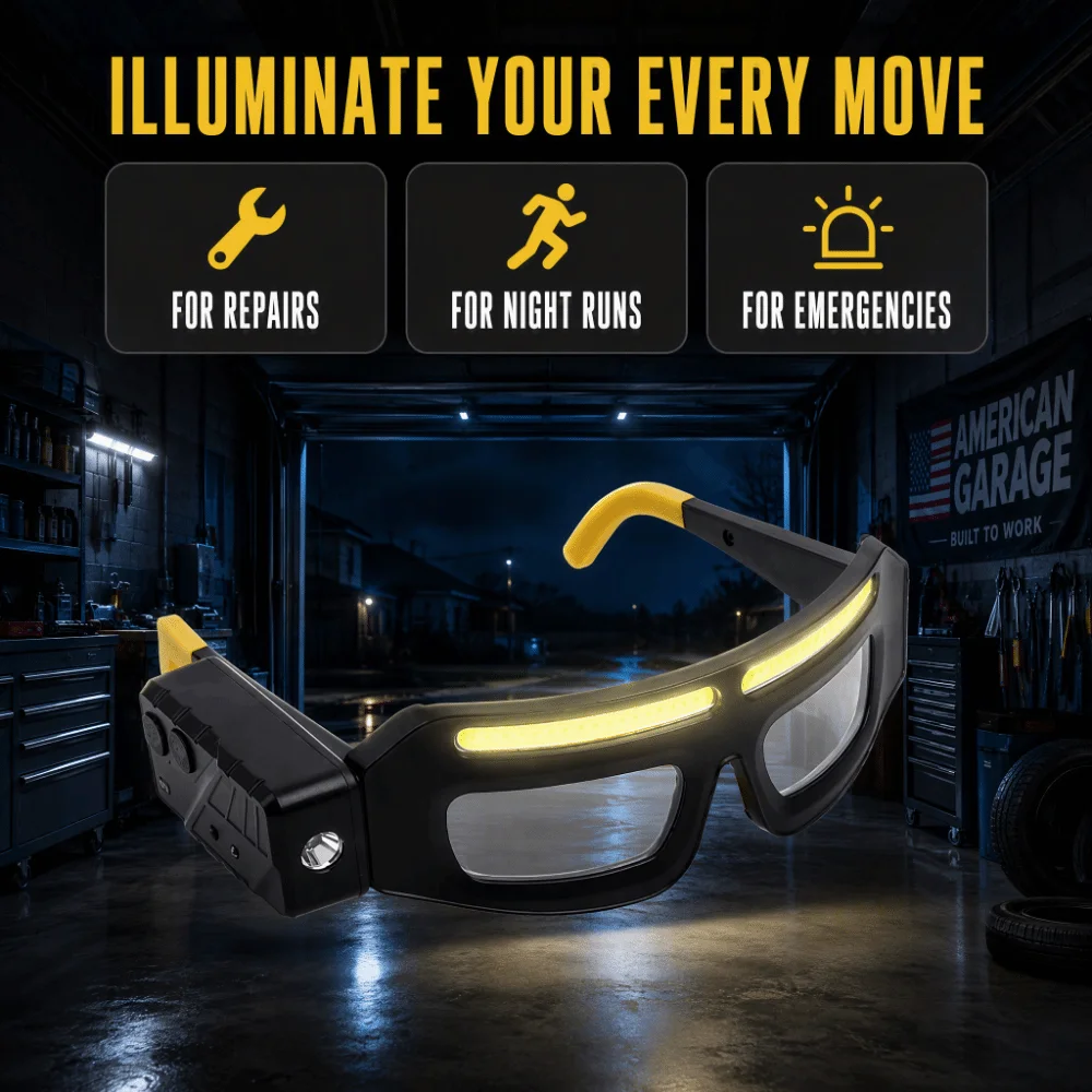 Lightweight Intelligent Sensing Headlight Comfortable Hands-Free LED Headlight Glasses Adjustable Large-Area Floodlight