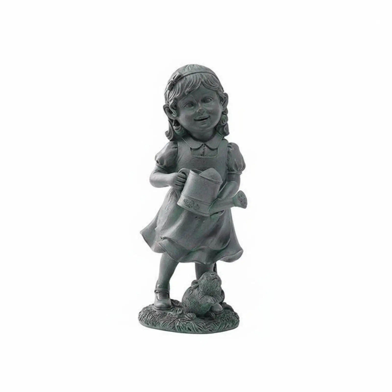Resin Child Gardener Statue Girl with Watering Can Hand-painted Whimsical Figurine for Patio Garden Decoration