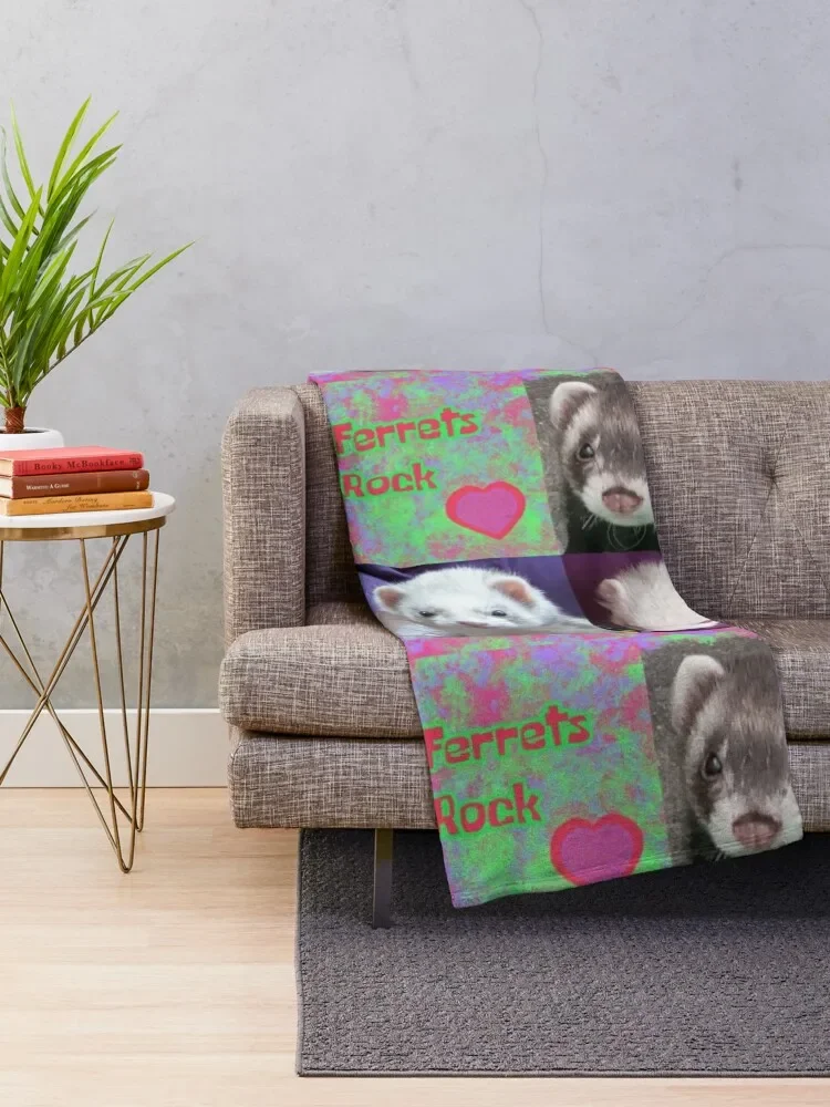 Ferrets Rock photo message Throw Blanket Sofa Throw Furry Baby fluffy Blankets