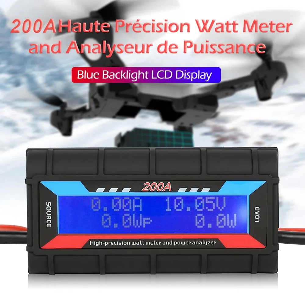 200a alta precisão rc watt medidor analisador de potência voltímetro amperímetro dc 0-60v lcd backlight digital rc potência watt detector monitor